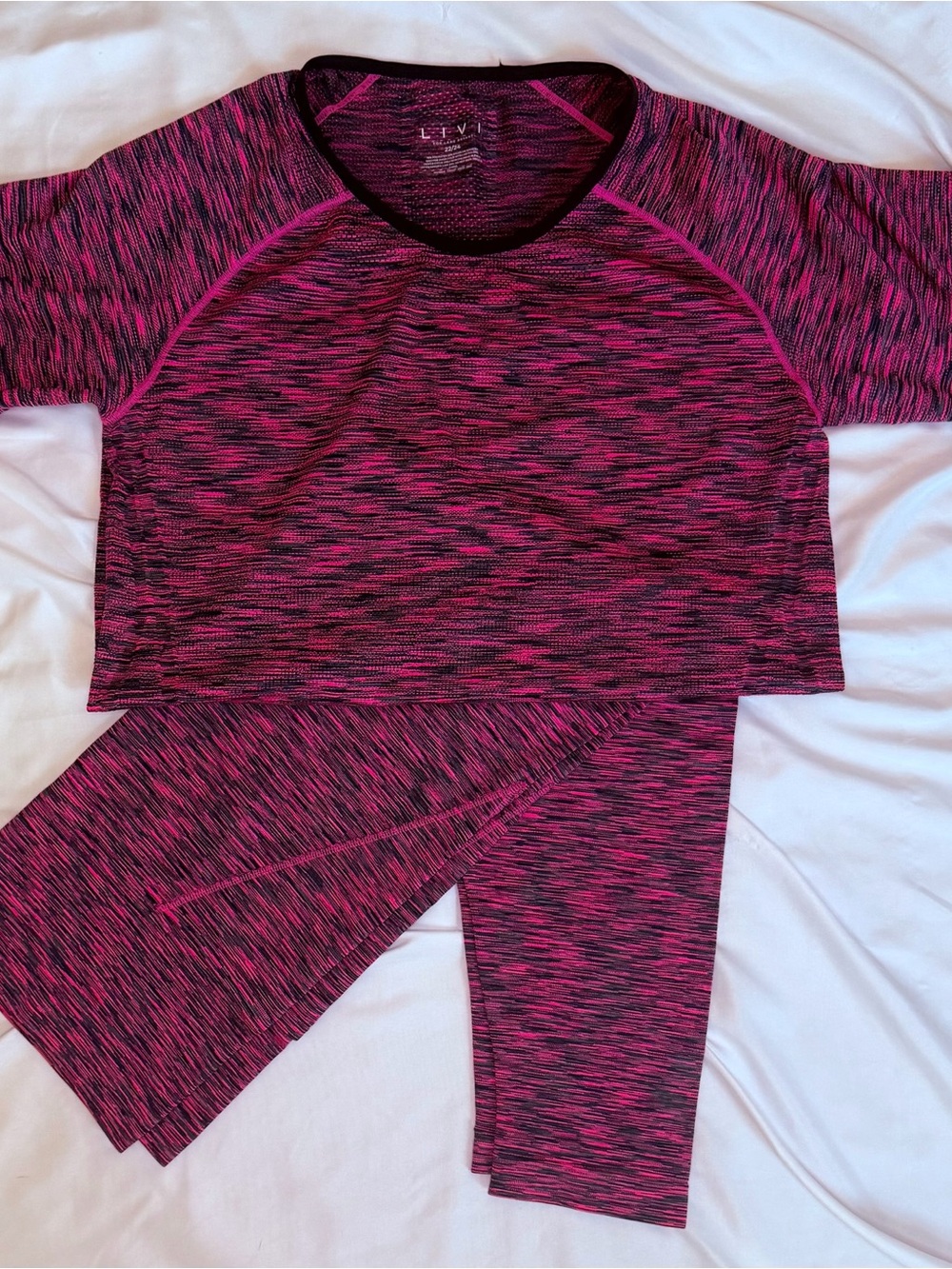 Livi Active Pink & Black Space-Dye Leggings Set size 22/24